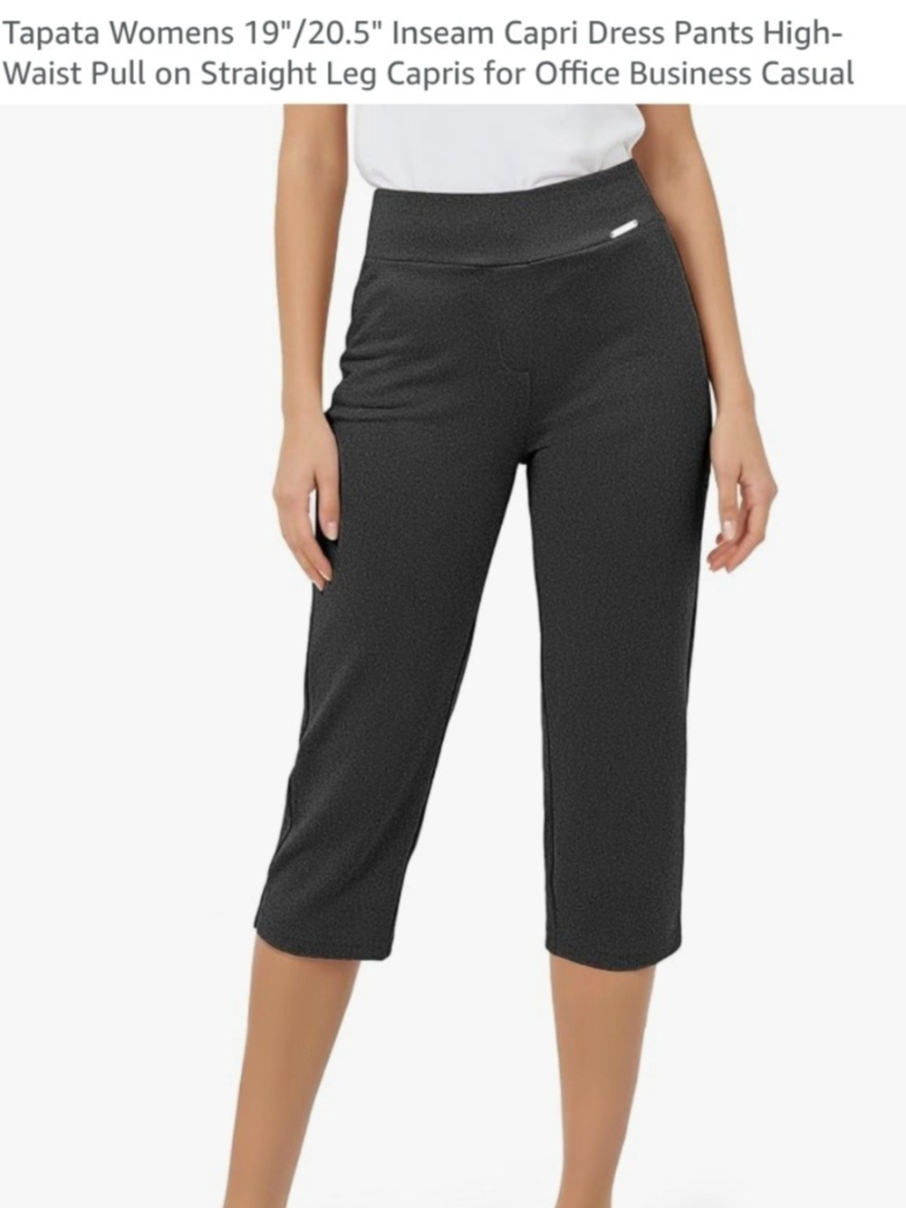 Tapata Black High-Waist Capri Pants for Women